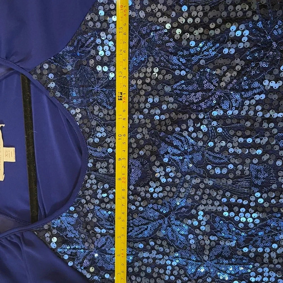 AMERICAN GLAMOUR BADGLEY MISCHKA blue sequins blouses top Sz XS - Picture 6 of 8